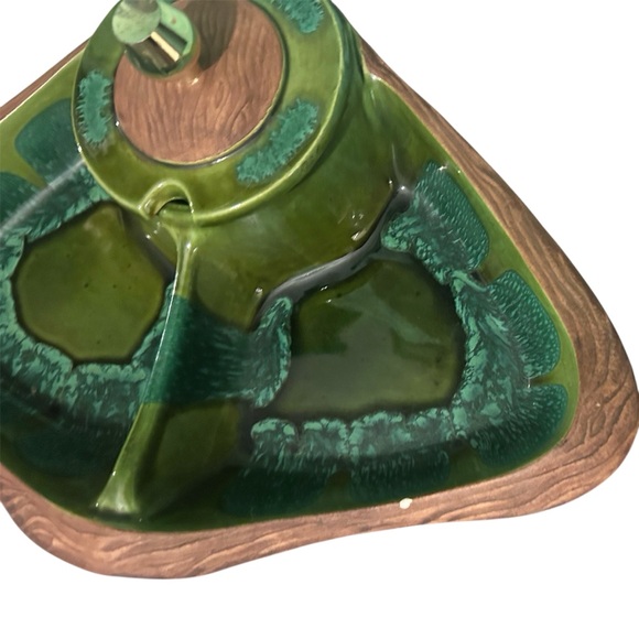 Vintage California Pottery 663 MCM Chip Dip Serving Platter Tray Ceramic Green - Picture 3 of 14